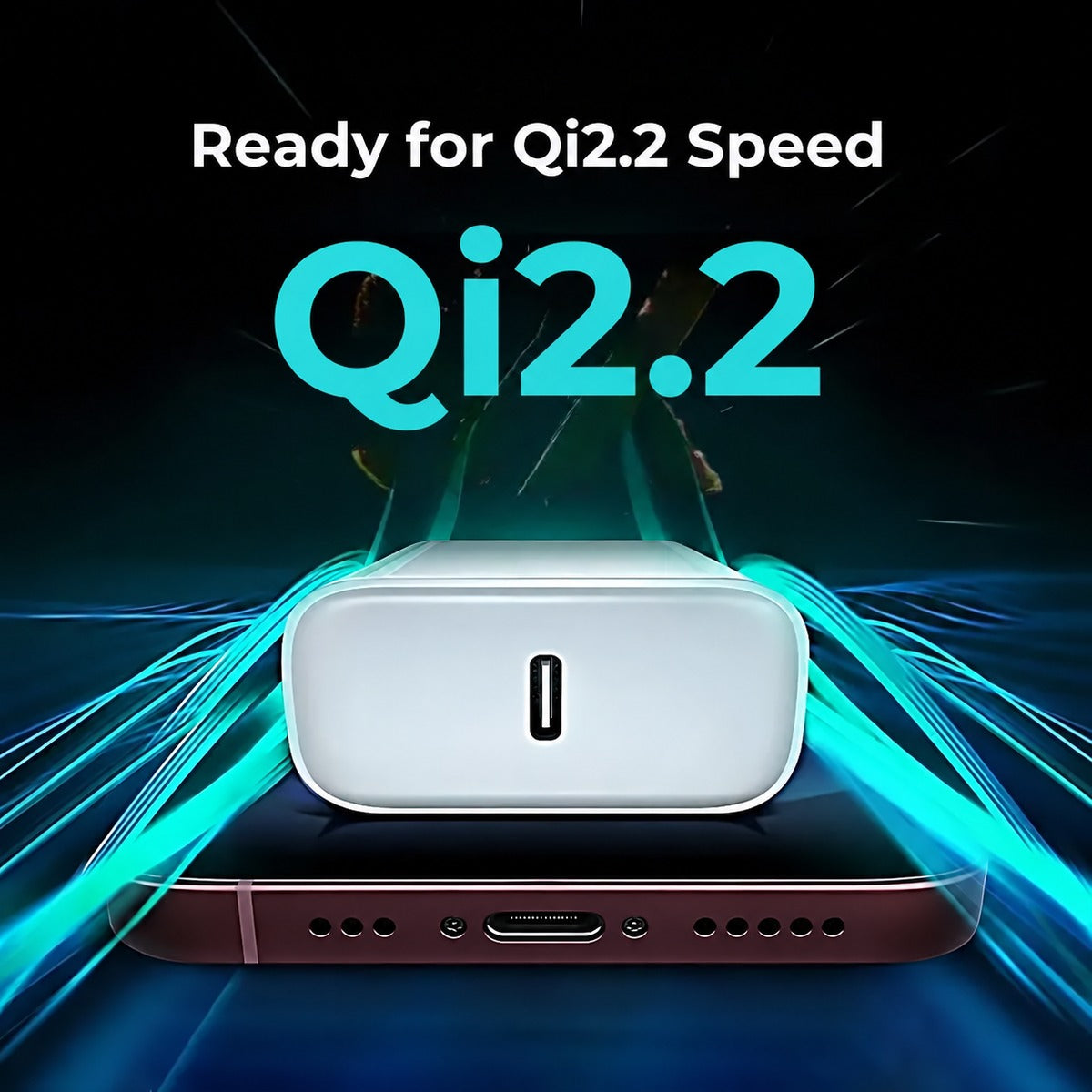 PowerPlug 45W USB-C charger ready for Qi2.2 fast charging.
