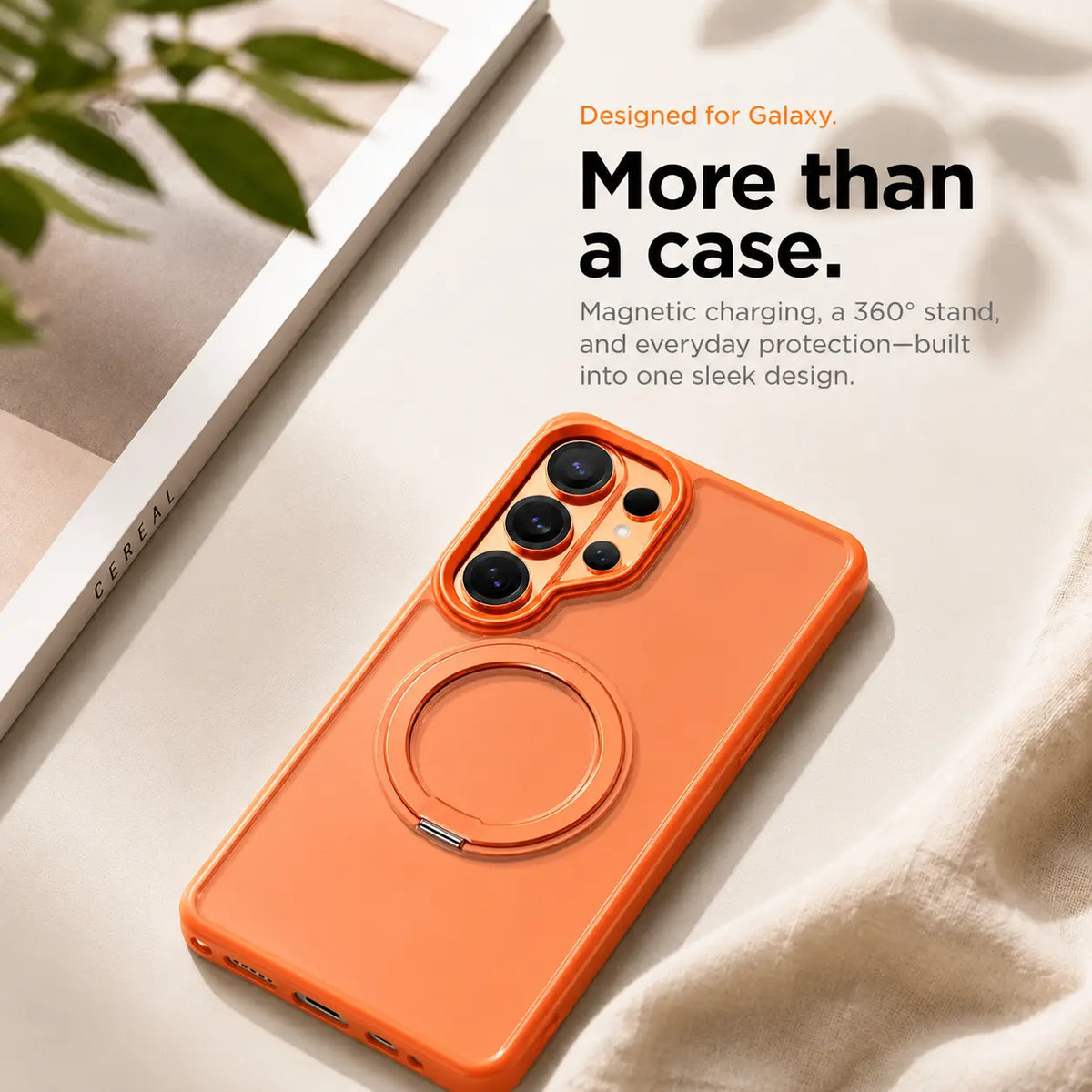 Protective magnetic Samsung case with kickstand