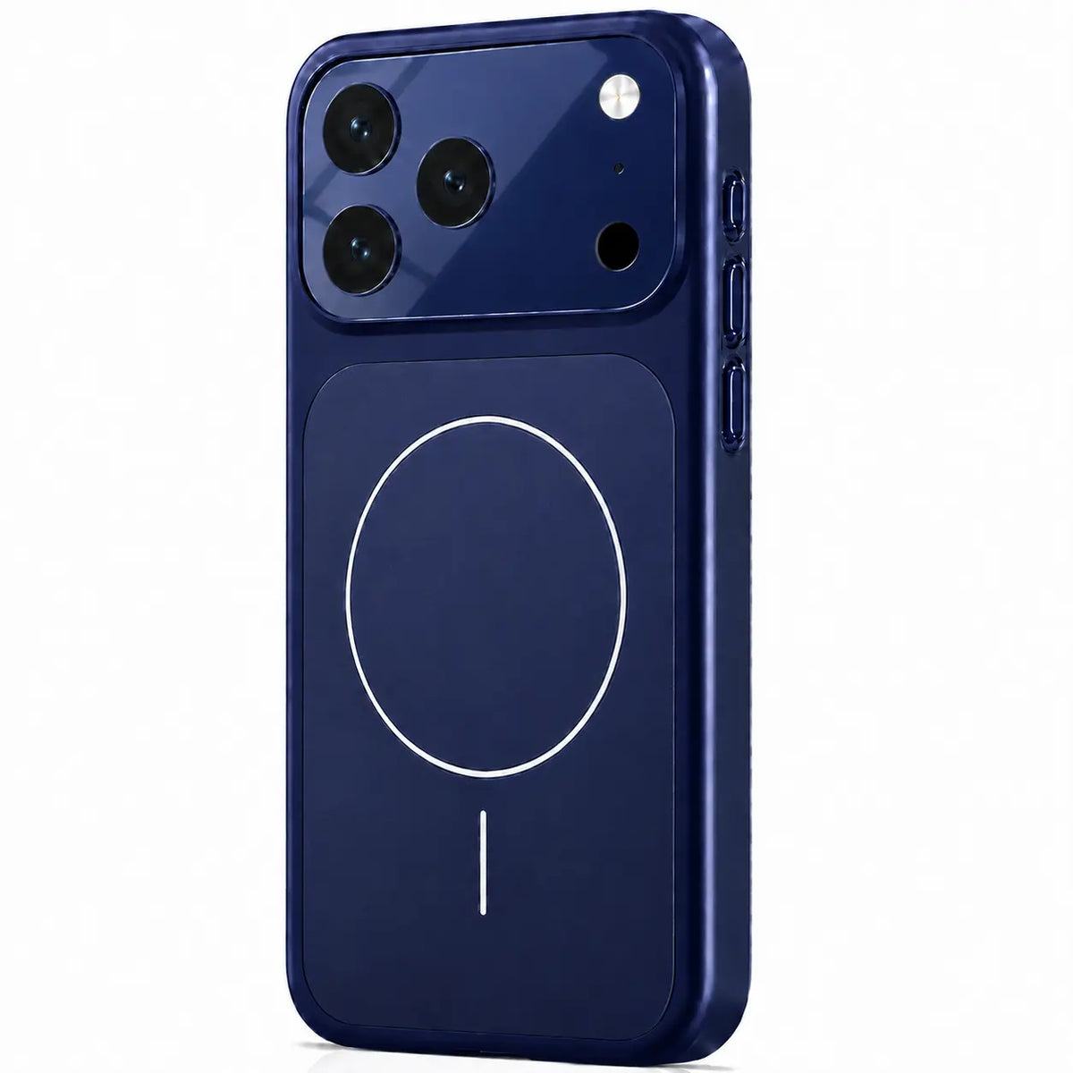 Deep blue magnetic phone case with a matte back and raised camera cover on a white background #color_Deep Blue