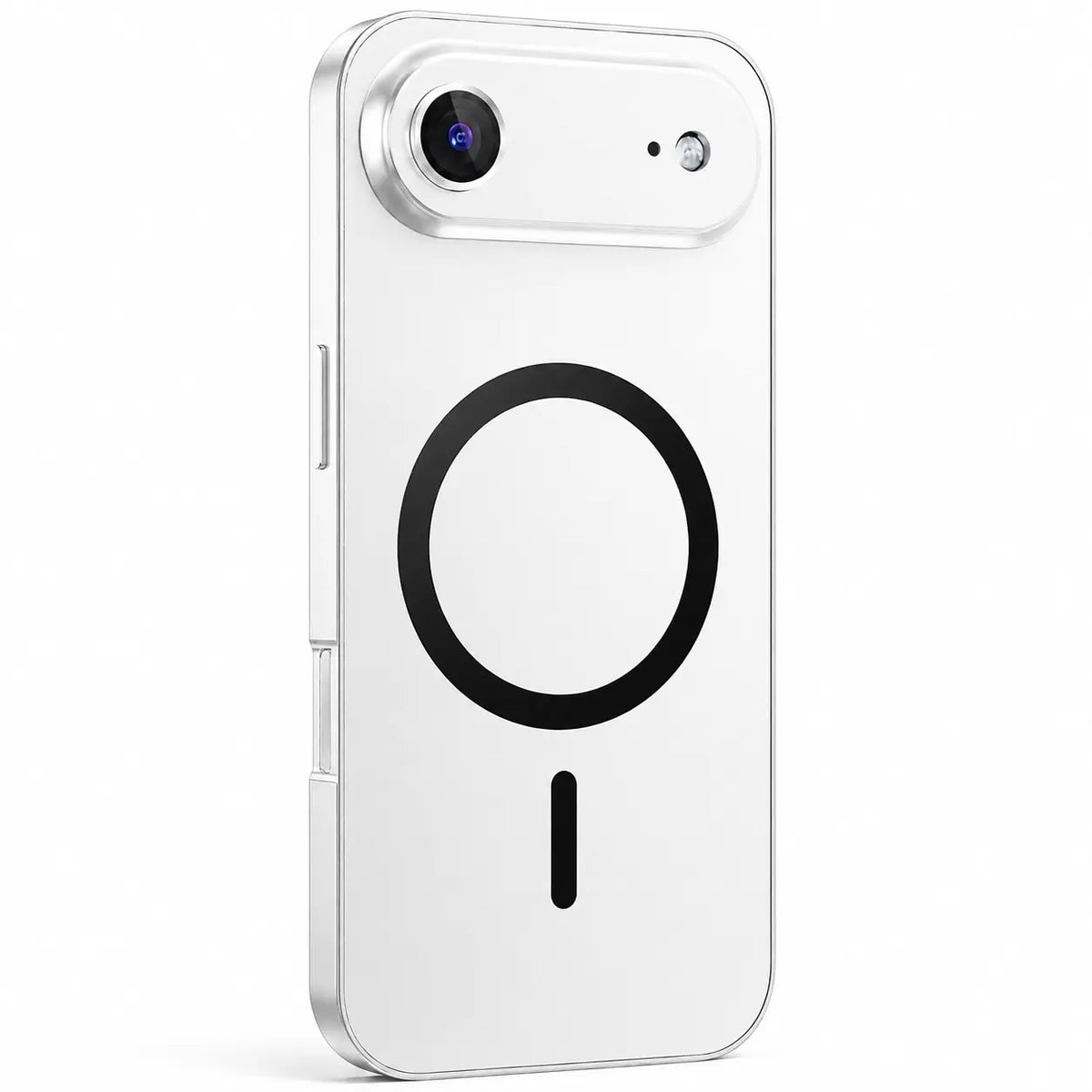 Silver metal magnetic phone case with a single camera opening shown from the back on white #color_Titanium Silver