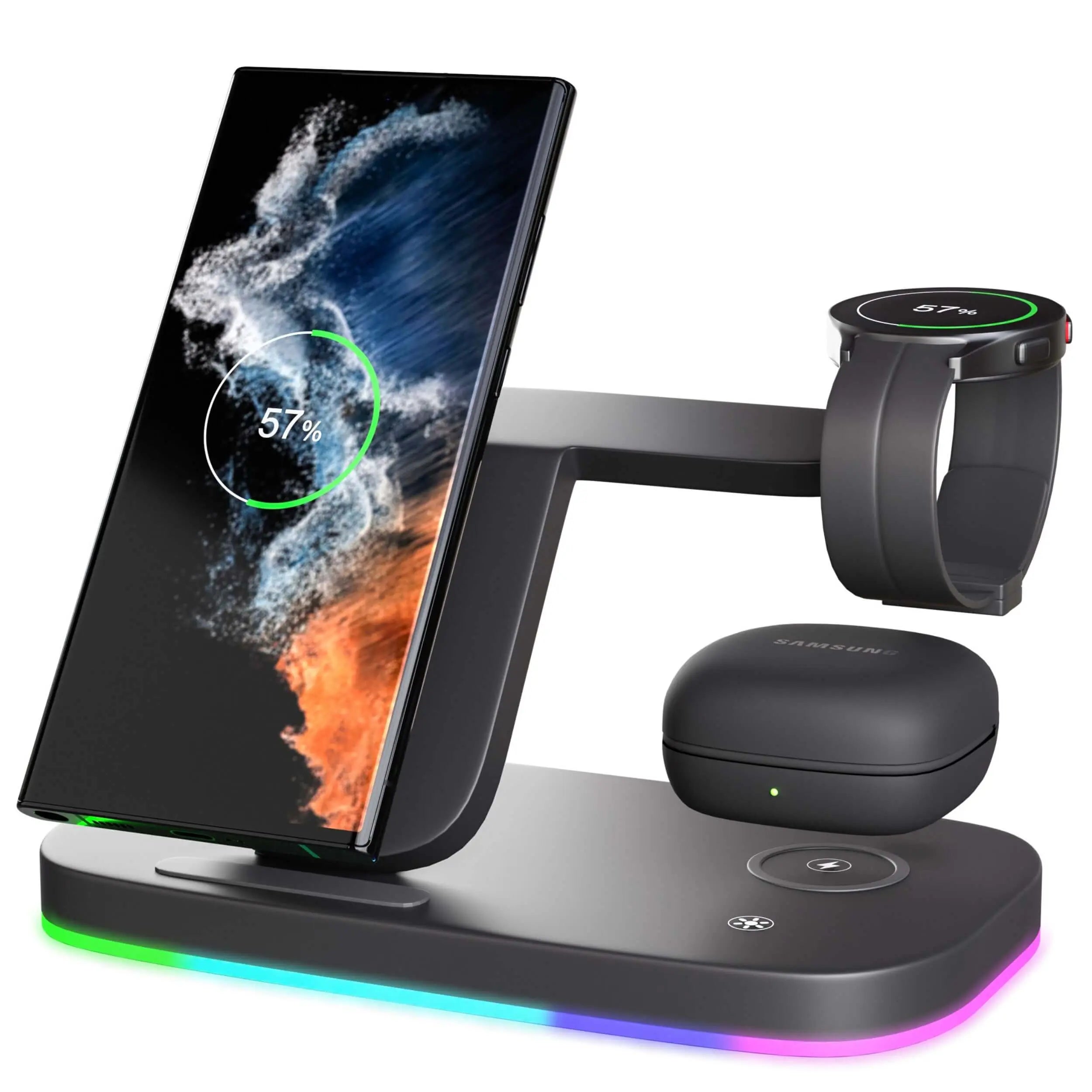 3 in 1 Samsung Wireless Charging Station for Samsung Galaxy S23 Ultra, Samsung Watch 5 Pro, Samsung Buds from Evolved Chargers